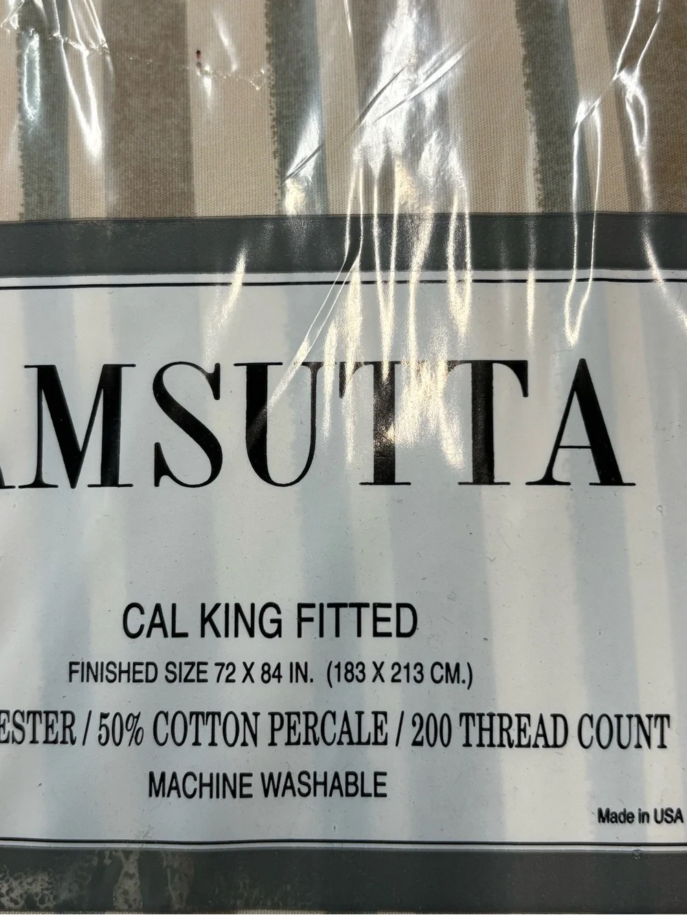 Wamsutta Beige Stripe California King Fitted Sheet bundle of 2